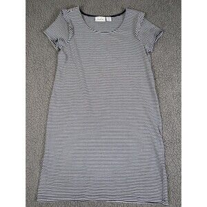 Heyton Midi Dress Blue White Striped Short Sleeve Sz Medium Coastal Nautical